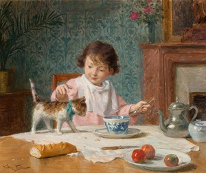 Jeune Fille au Chat [Young Girl with a Cat] by Victor Gabriel Gilbert [1847–1933]